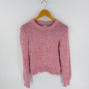 J Crew Re-Imagined Pink Marled Knit Crewneck Sweater Size S Gansey Spring Soft